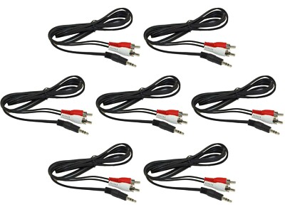 6pcs 6ft 3.5mm Male Stereo Earphone to RCA Male Audio Input Cable MP3 & Phone 6X