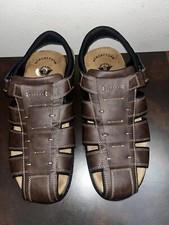 Men's Dockers Dark Brown Leather Sandals Sz 13 W. Comfort, Cushioned And Style