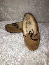 UGG Australia 5466 Sheepskin Brown Suede Moccasins Slippers Womens Size 8