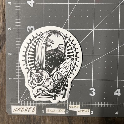 Praying Gangster Girl Adult Humor Sticker For Skateboard Phone Guitar Ect Mat118