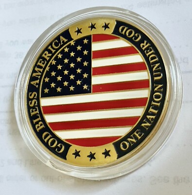 Challenge Coin-God Bless America-US Flag-Gold Colored NEW-Collectors-Patriotic