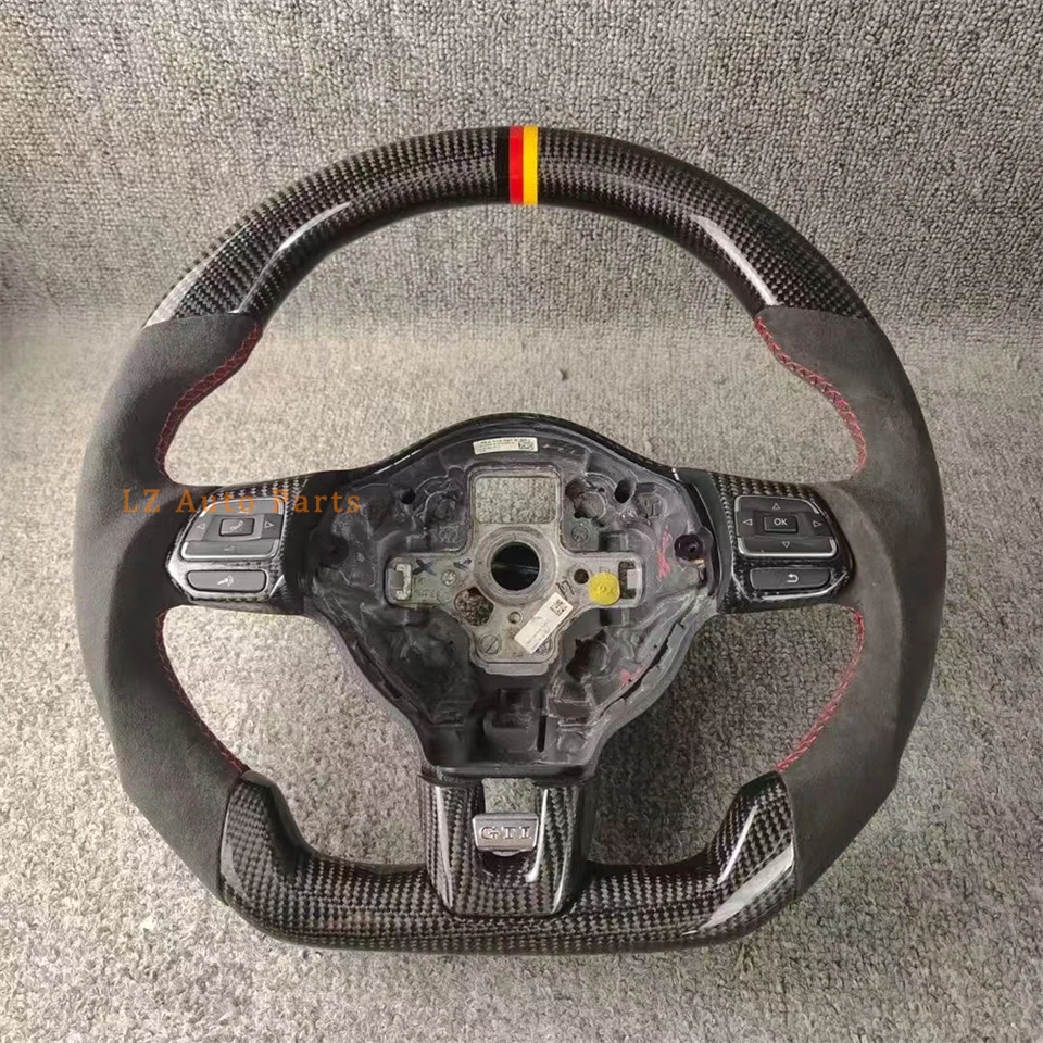 Volante de gamuza de fibra de carbono personalizado para Volkswagen Golf 2008-2012 GTI Foto 4 de 4