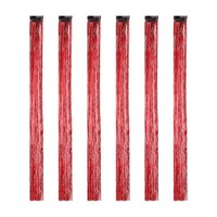 6Er-Set Haarglitzer Clips FüR HaarverläNgerungen, 17,7 Zoll, Rot