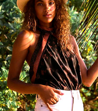 Free People NWT Size Large GORGEOUS Halter Bodysuit Top NEW