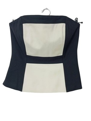 WHITE HOUSE BLACK MARKET schulterfreies Top Damen Top Gr. DE 38 schwarz-wollweiß