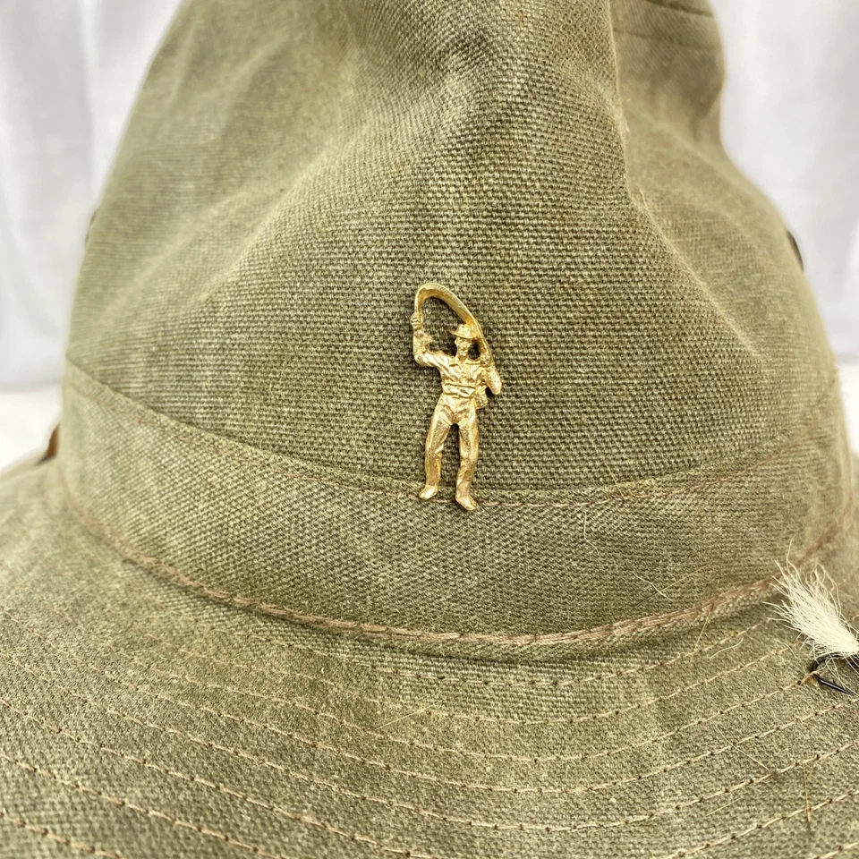 Sombrero ORVIS de Colección Alta Calidad Marrón Verdoso Lona Exterior OSFA Correa para la Barbilla Foto 3 de 4