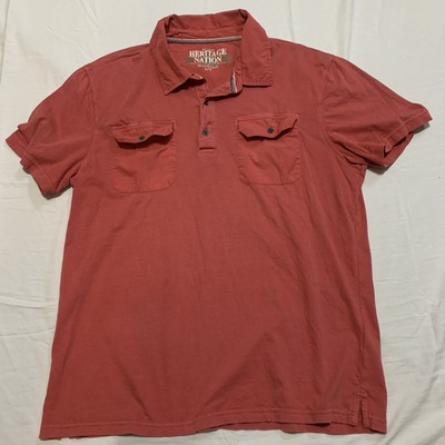 Heritage Nation Mens Red Polo Shirt Short Sleeve Size Large