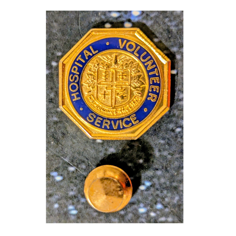 Hospital Service Volunteer Octagon Octagonal Pinback Lapel Pin Badge