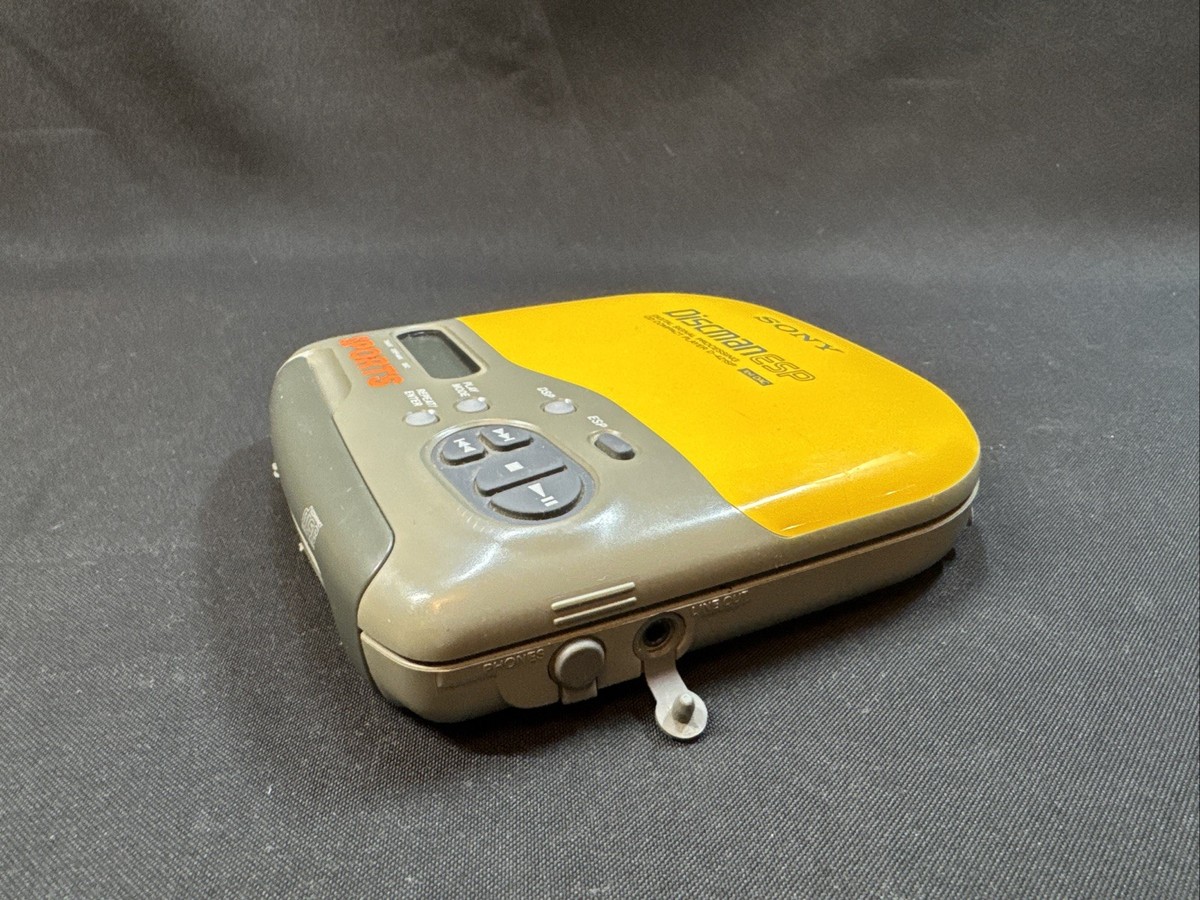 Vintage Sony Discman ESP CD Player SPORTS Yellow D-421SP Powers On