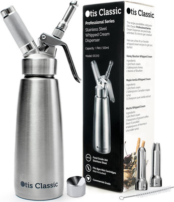 304 Stainless Steel Whipped Cream Dispenser, 500Ml W/ 3 Decorating Nozzles - Com