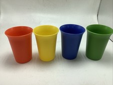 Vintage Tupperware Cups Primary 7oz - 4 Children's Cups Tumblers 109 Red Blue
