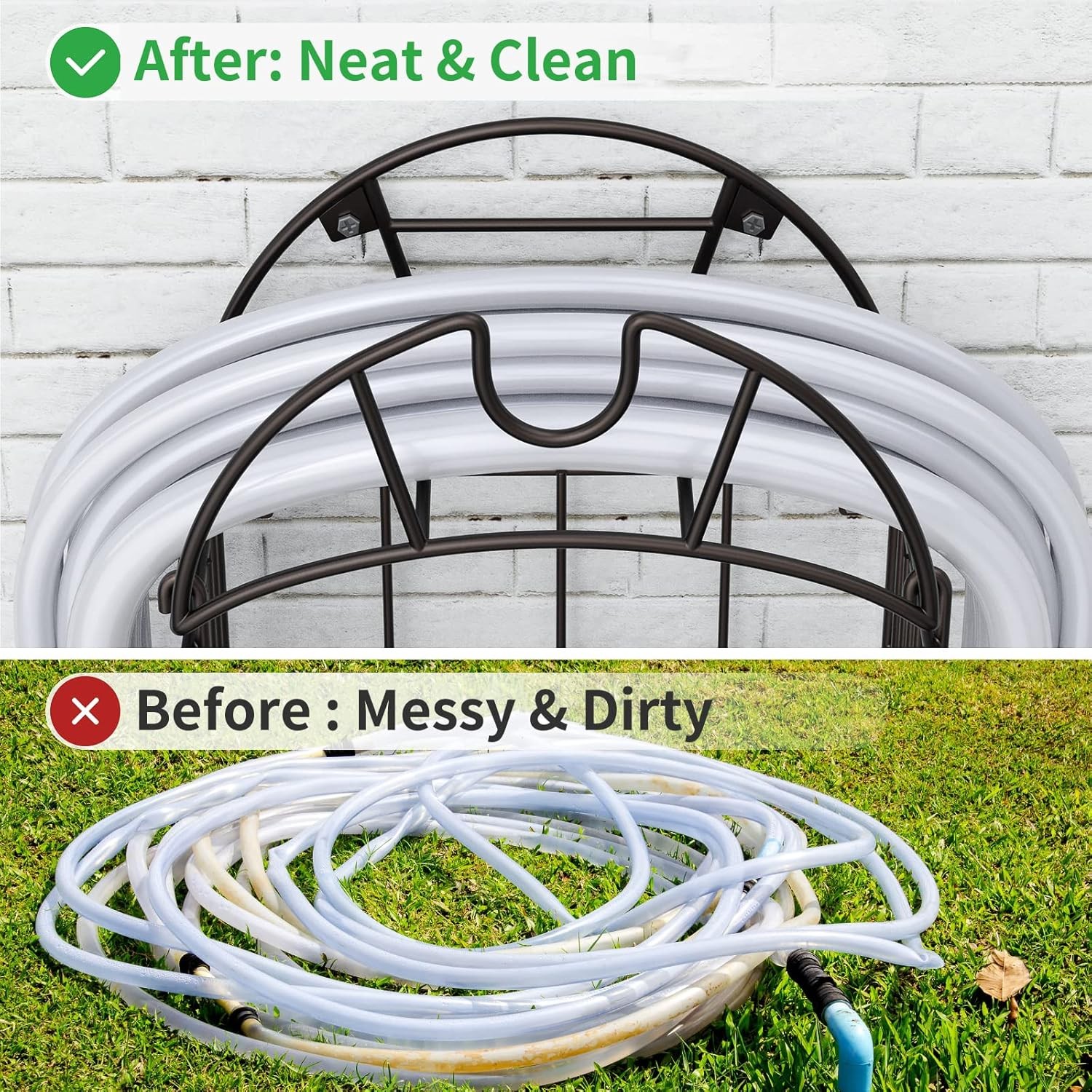 Hose Reel Garden Hose Holder,Water Hose Holder Wall Mount,Heavy Duty Metal Hose 