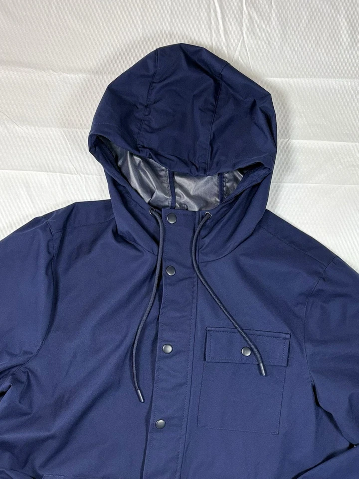 Avalanche Men's Medium Rain Jacket Navy Hooded Zip & Snap Closure Pockets - Image 2 of 4