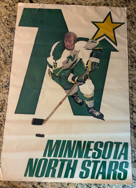 Vintage 1971 Minnesota North Stars 23 x 35" Poster NHL Sports graphics Rare
