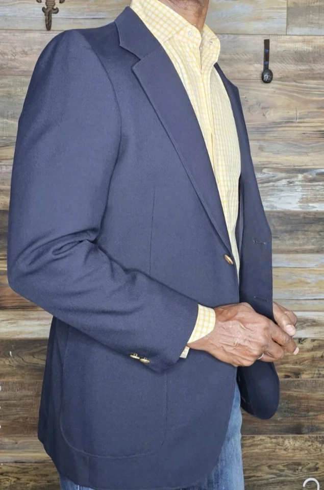 Vintage Yves Saint Laurent Navy Custom YSL Buttons Blazer Jacket Sz L? - Image 3 of 4