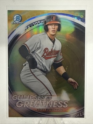 2020 Bowman Draft Chrome Adley Rutschman Gold #35/50 Jersey Match Red Sox