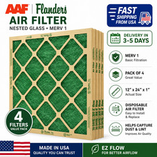 AAF Flanders 12" x 12" x 1" Nested Glass MERV 1 Air Filter 4 Filters