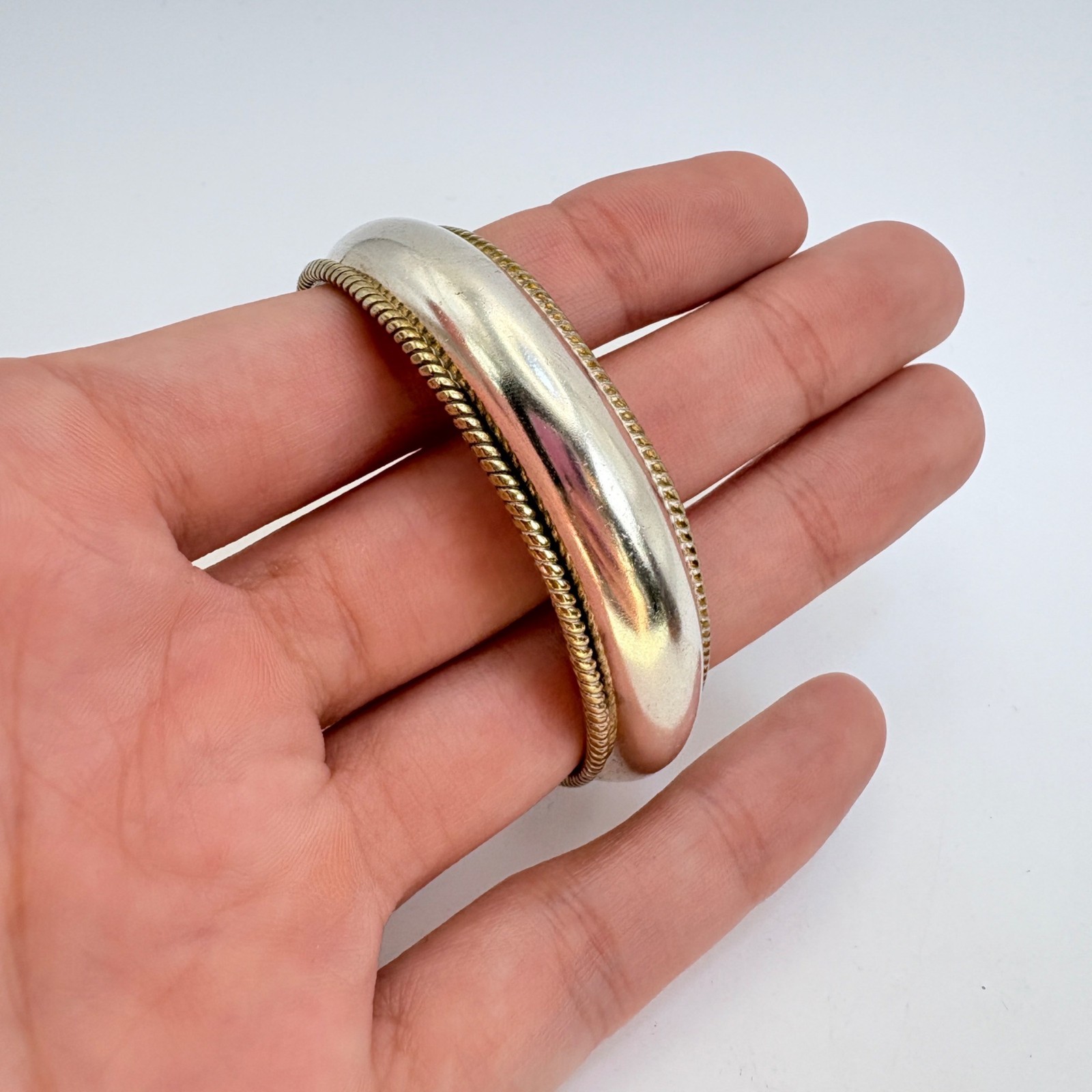 VTG  Solid Sterling Silver 925 Wide Cuff Bracelet… - image 10