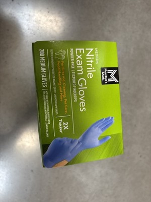 Member's Mark Medium MD M Size Nitrile Exam Gloves 200 Count Powder Free BLUE