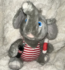Coca-Cola Gray Elephant Plush w/ Bottle, Red White Striped Outfit 2006