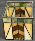 Vintage PartyLite Square Tiffany Style Art Deco Look Stained Glass Candle Holder