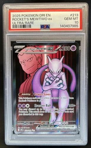 2025 Pokemon Destined Rivals Team Rocket's Mewtwo ex Ultra Rare #213/182 PSA 10