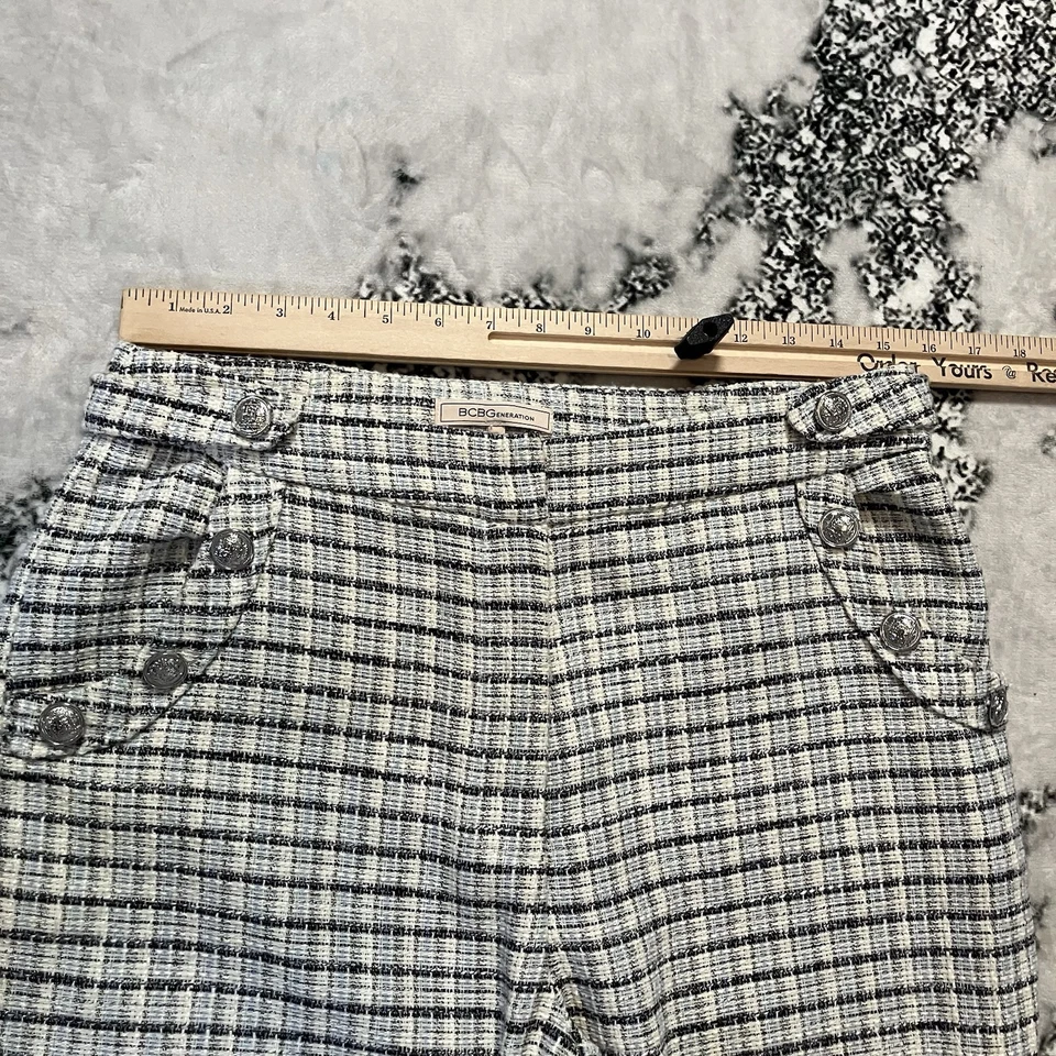 BCBGeneration Pants Womens Size M Blue Black Tweed Cropped Sailer Nautical - Image 2 of 4