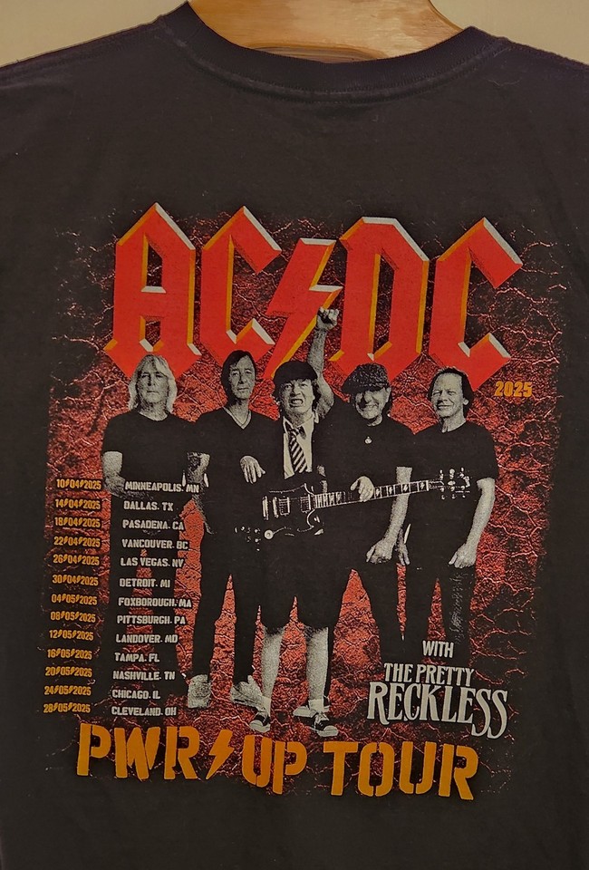 2025 AC/DC Power Up Tour Shirt Angus Young Back in Black Thunderstruck ...