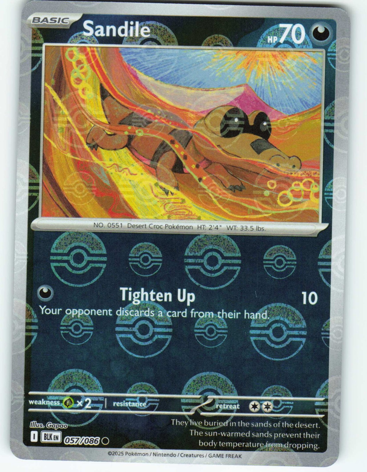 Sandile - Poke Ball - 57/86 Black Bolt - Pokémon TCG - 2025