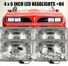 4pcs For 1977-1981 Pontia Firebird Trans Am 4x6 Glass Led Headlights Hilo Beam
