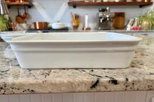 French Pillivuyt Rectangular Lasagna Baker Medium Size White Porcelain 3 Qt #1