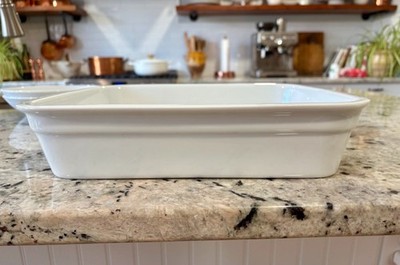 French Pillivuyt Rectangular Lasagna Baker Medium Size White Porcelain 3 Qt #1