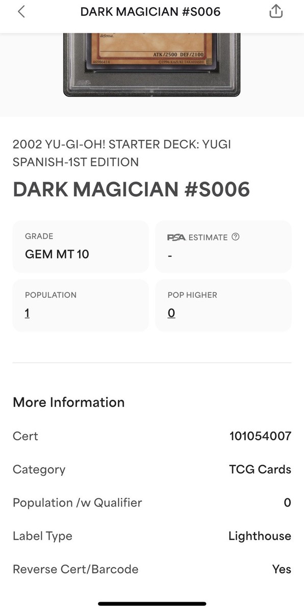 2002 Yu-Gi-Oh! Dark Magician 1st Edition Spanish PSA 10 | eBay