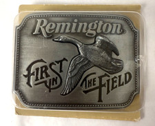 NEW VINTAGE REMINGTON FIREARMS FIRST IN THE FIELD BELT BUCKLE GOOSE THEME-USA