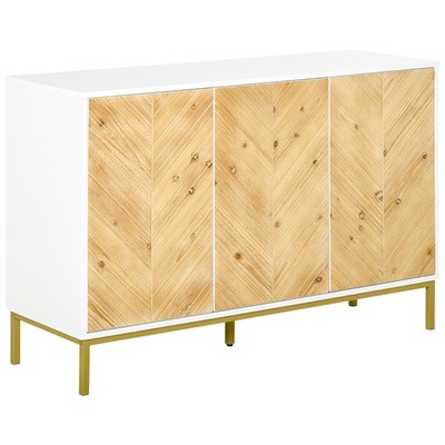 3 Door Sideboard Buffet Cabinet, Kitchen Cabinet, Natural Refurbished