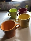 4 FIESTAWARE O RING HANDLE COFFEE MUG CUPS SOLD AS A LOT COLORFUL MUG