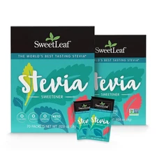SweetLeaf Stevia Powder Packets - Zero Calorie Sweetener 70 Count (Pack of 2) 
