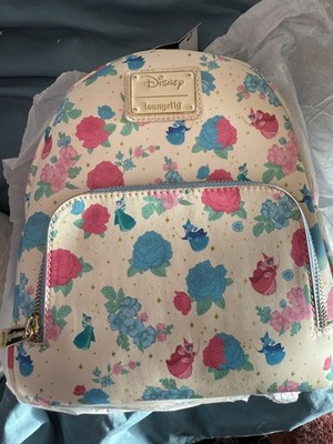 Loungefly Disney Rucksack Dornröschen Fee Patinnen blau rosa Blumen neu mit Etikett