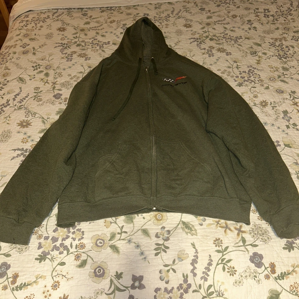 Толстовка с капюшоном Corvette, зеленая, размер 2XL, отверстие рядом с одной манжетой - Изображение 4 из 4