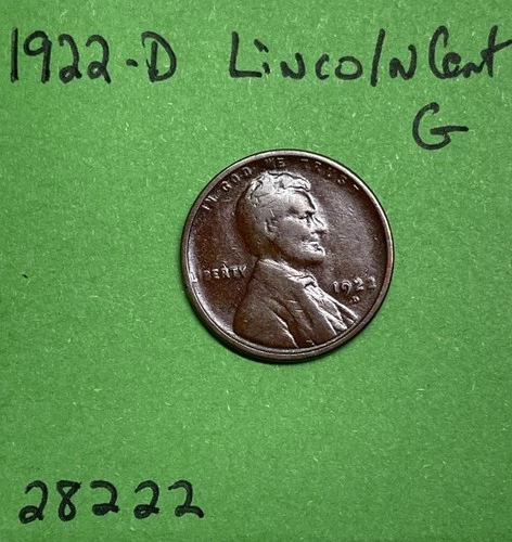 1922 D Lincoln Wheat Cent / Penny 1c Good