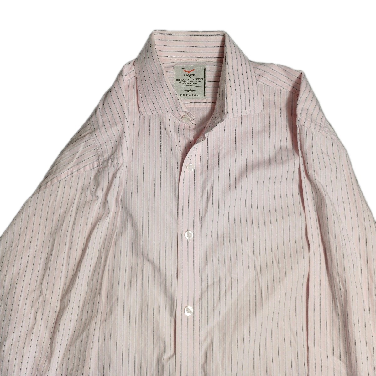 Hawk & Shackleton Men's Pink Striped Long Sleeve Formal Shirt 15" Collar 38cm... image 5