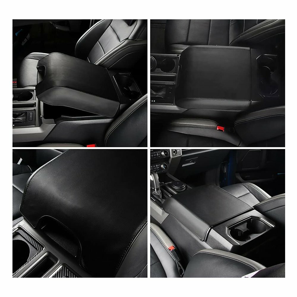 Fits For 2015-2019 Ford F150 Console Armrest Black Leather Cover Fits For 2015-2019 Ford F150 Console Armrest Black Leather Cover