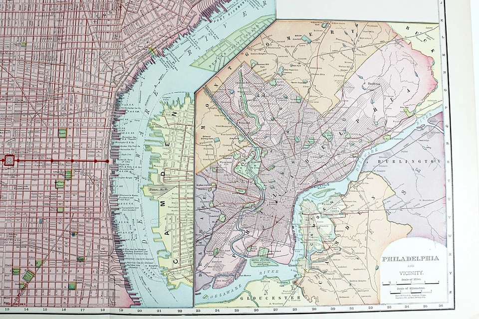 PHILADELPHIA PENNSYLVANIA City Map Rand McNally 1901 Subway Business Large Folio - Image 4 of 4