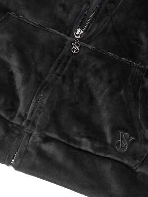 Victoria's Secret Velour Full Zip Rhinestone Hoodie Color Black
