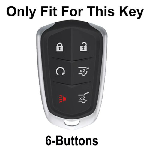 For 2015-2020 Cadillac Escalade 6 Button Alloy Leather Car Key Fob Case Cover - Foto 2 di 23