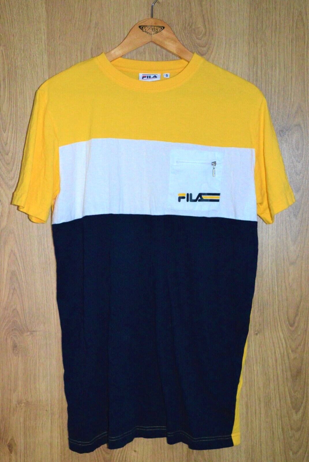 T shirt FILA vintage color block spellout piccola S
