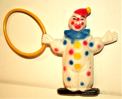 Vtg Plastic Circus Clown W/ Hoop Cup Cake Topper Sealed 1960's New NOS