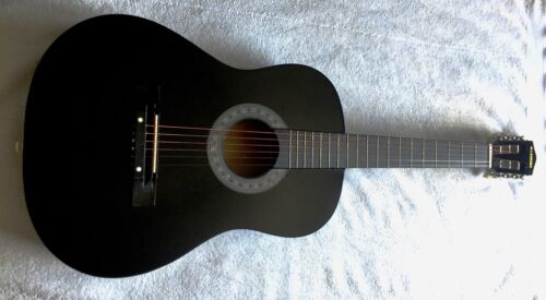 38" 6 cordes guitare acoustique folklorique pour mélomanes étudiants cadeau noir L5U2 - Photo 1/5