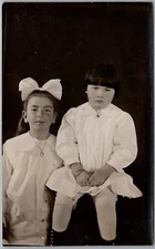2 Young Girls RPPC Real Photo Postcard D577