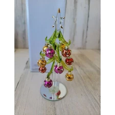 LS Arts glass mini tree ornament figure glitter pearl Xmas